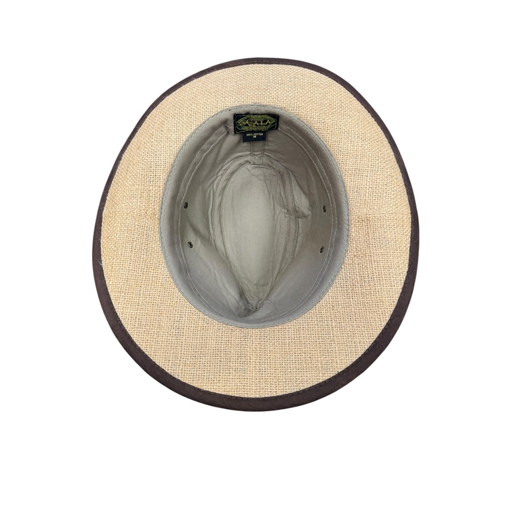 Scala Fedora Hat Mens Medium Tan Excellent Burlap Texture Safari Style - Picture 3 of 4